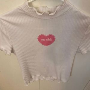 forever 21 cropped heart print tee